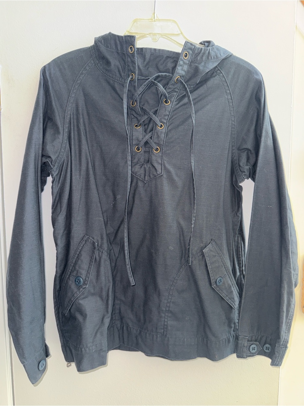 NWOT Guideboat Co. Navy Lace-Up Hooded Utility Jacket